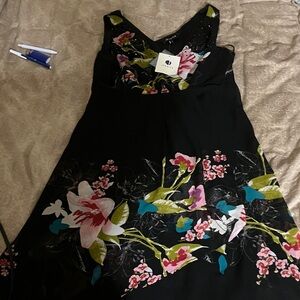 Floral Black Dress with Pink and Green Accents brand from Jessica